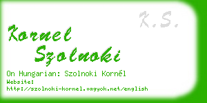 kornel szolnoki business card